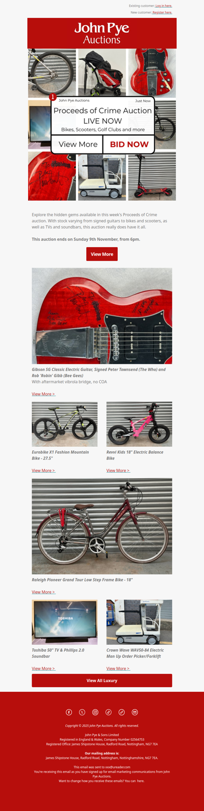 🚨LIVE NOW: Proceeds of Crime Auction