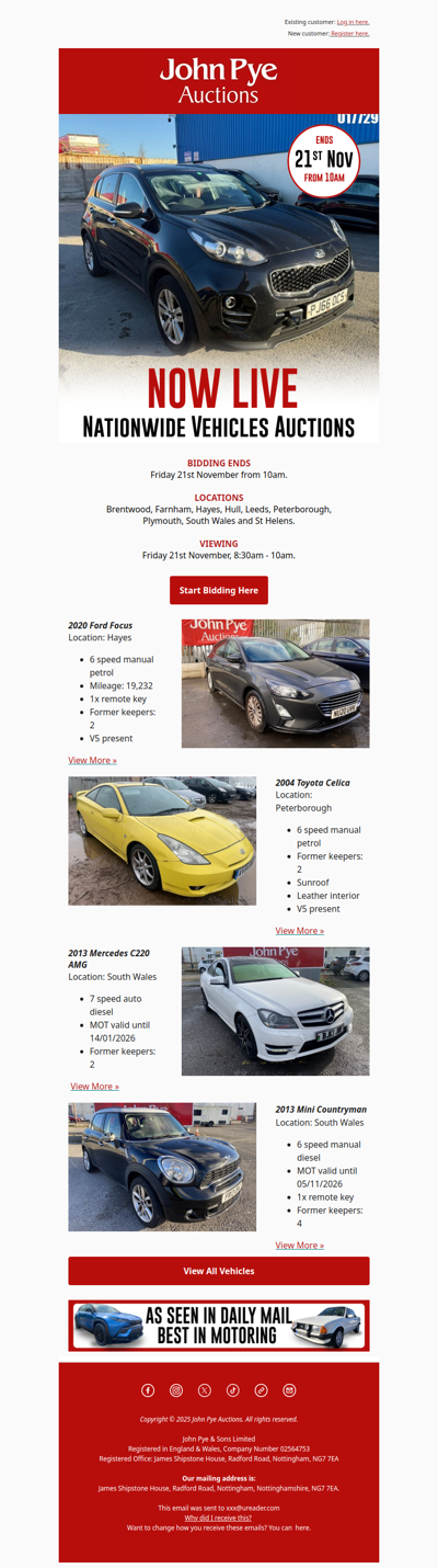 NOW LIVE: Nationwide Vehicles Auctions