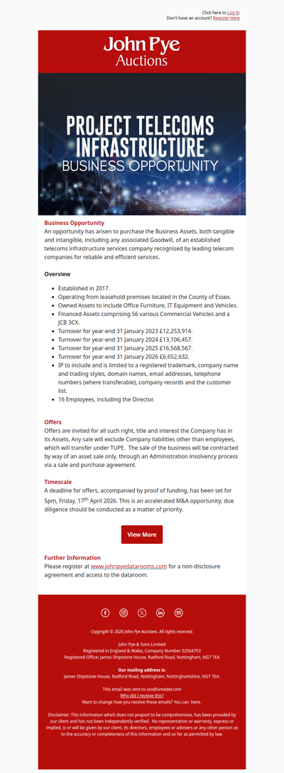 Business For Sale: Project Telecoms Infrastructure