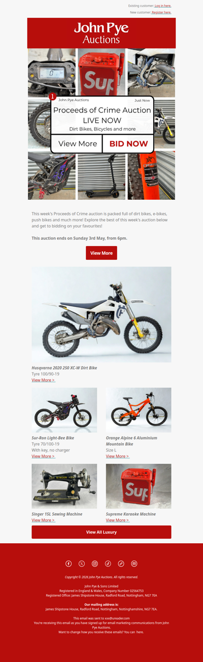 LIVE NOW: Proceeds of Crime Auction