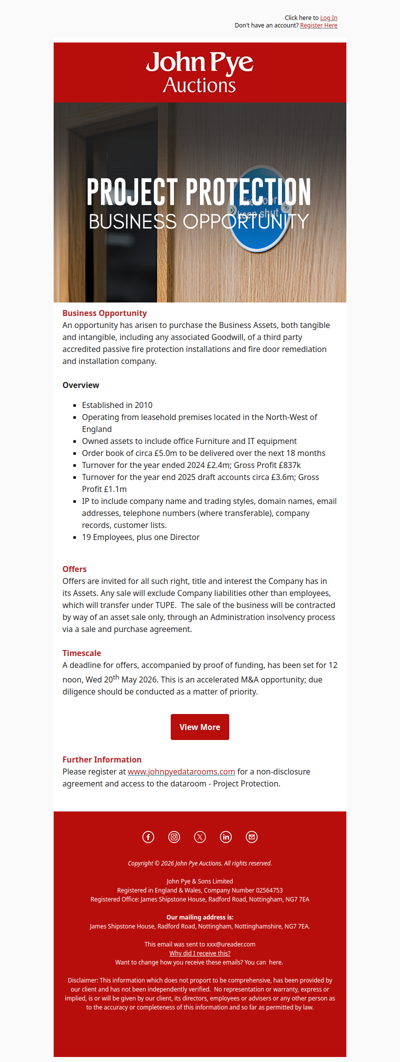 Business For Sale: Project Protection
