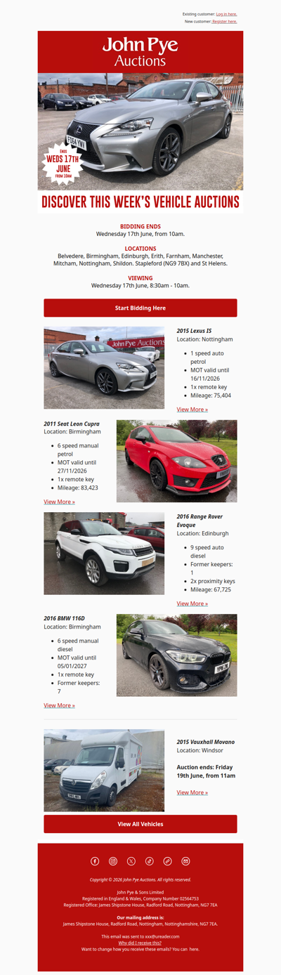 🚗 Hundreds of Vehicles Going Under the Hammer!
