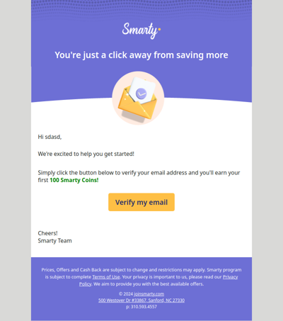 Verify Your Email to Get Started with Smarty