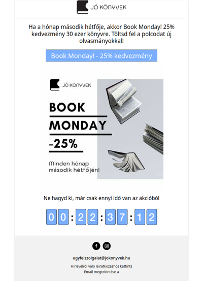 Book Monday! - 25% kedvezmény több mint 30 ezer könyvre