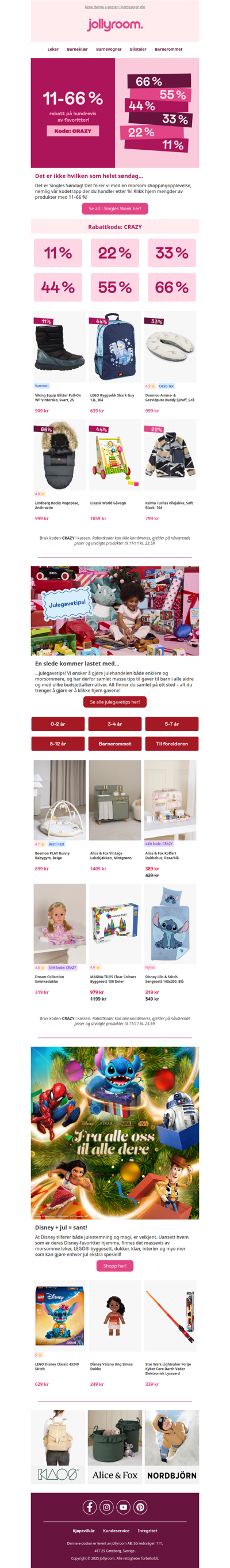 🩷 SINGLES WEEK: 11–66 % rabatt på hundrevis av favoritter! 💥