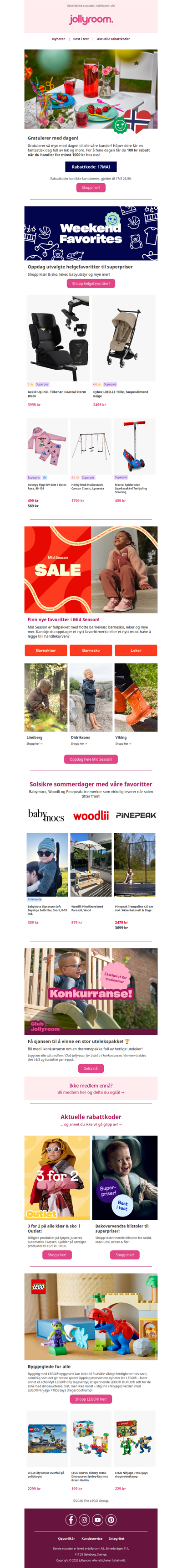 Gratulerer med dagen! 🥳 Få 100 kr rabatt ved kjøp for over 1000 kr 🎈