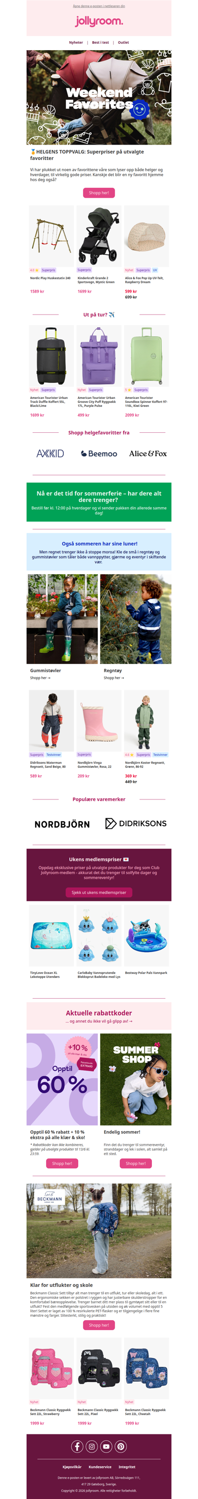 HELGENS TOPPVALG: Shopp barnevogner, svømmevester, sandaler og mye mer!