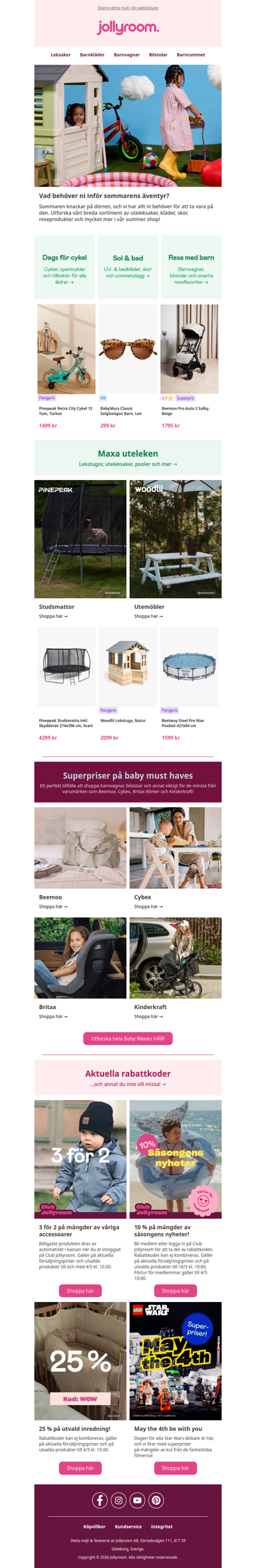 🌞 Superpriser på babyleksaker, studsmattor, utemöbler och mer!