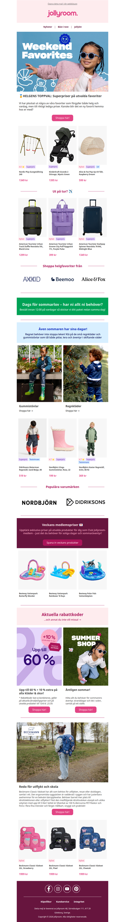 HELGENS TOPPVAL: Shoppa barnvagnar, simvästar, sandaler och mycket mer!
