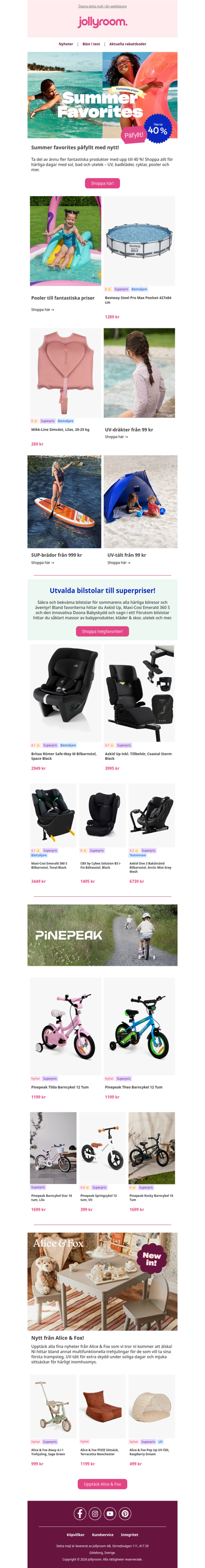 Summer faves är PÅFYLLD! 🚨Upp till 40 % på pooler, UV, cyklar & utelek!