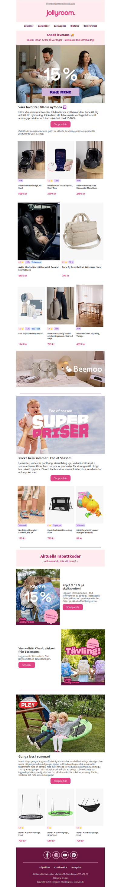 Bebis på gång? 10-20 % på utvalda barnvagnar, bilstolar, säkerhet, amningsprodukter & mer 👶🩷