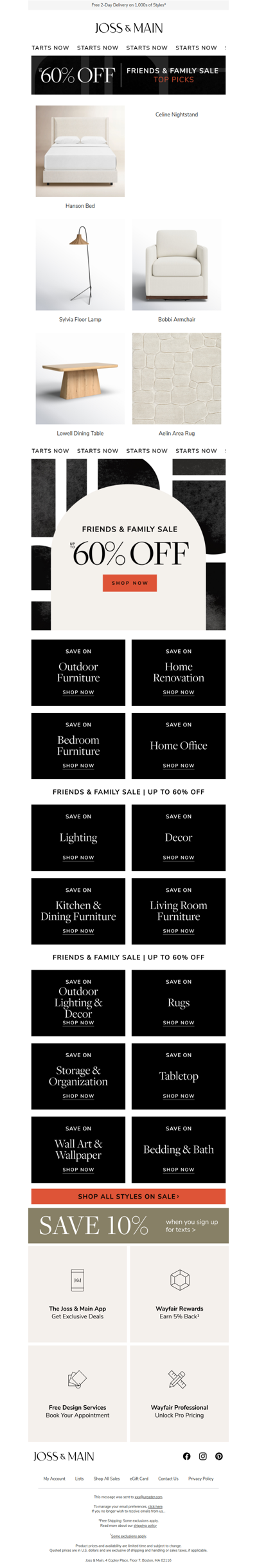 Since we’re friends → the Hanson Bed → up to 60% off