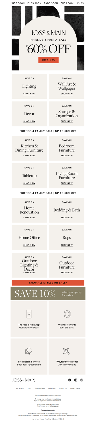 Up to 60% off lighting → last chance to save