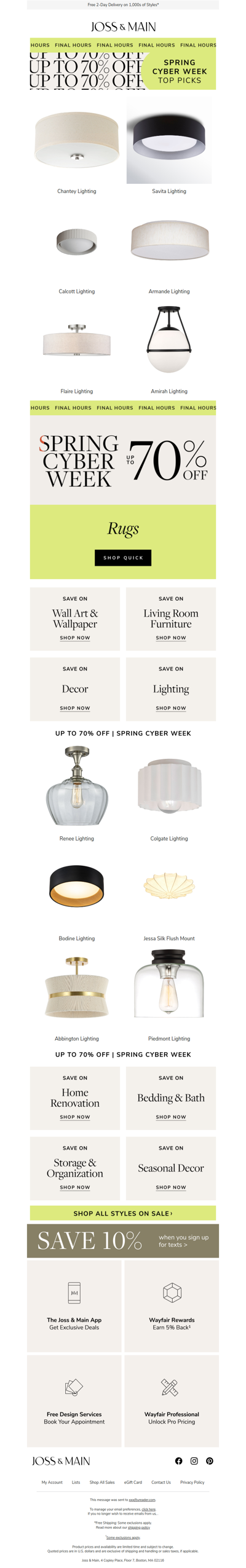 The Chantey Lighting » SPRING CYBER WEEK
