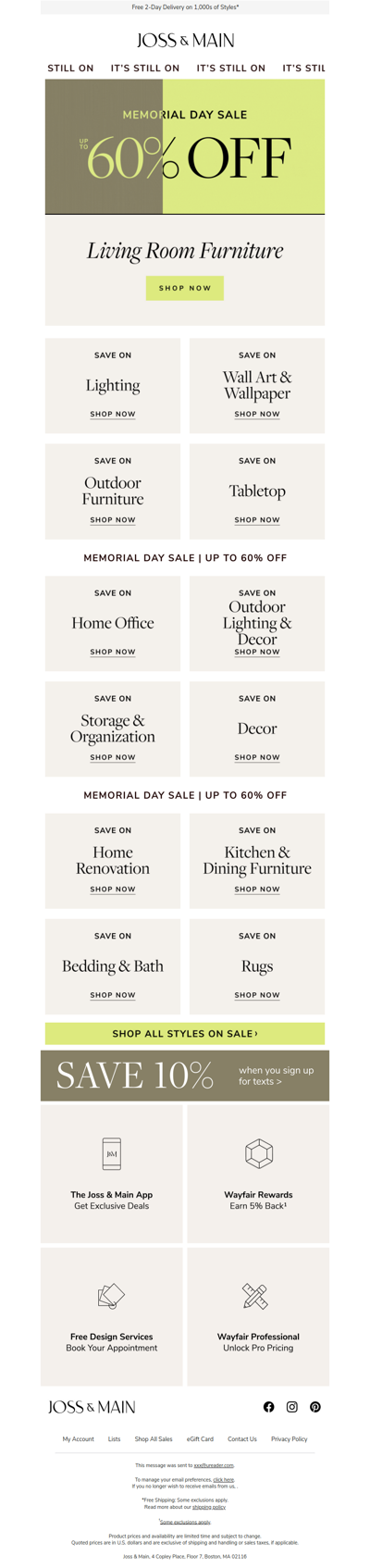 This is goodbye » up to 60% off living room furniture