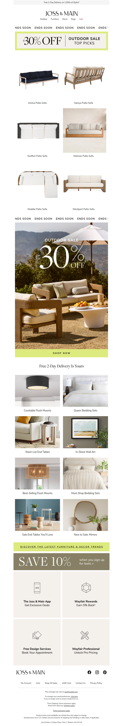FINAL HOURS | The amina patio sofa | Check your cart →
