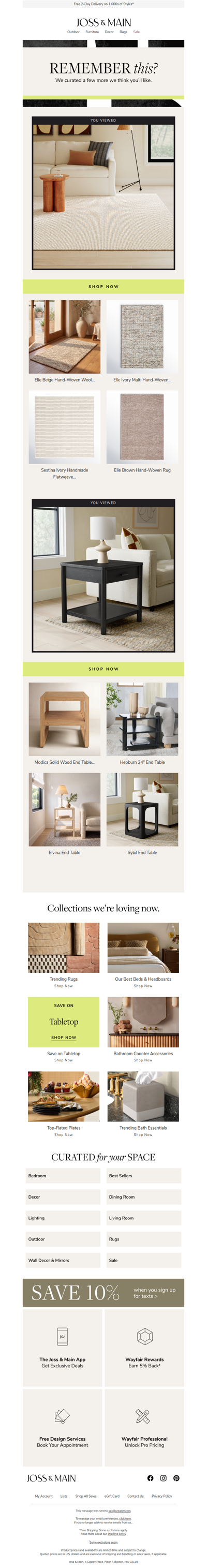 Just for you: area rugs, end tables & more