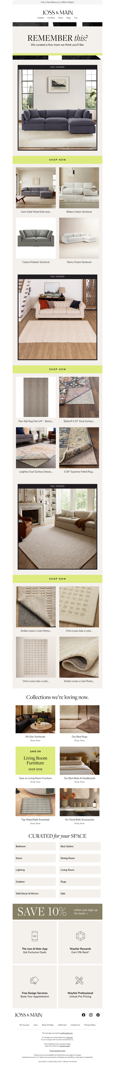 Just for you: sectionals, rug pads & more