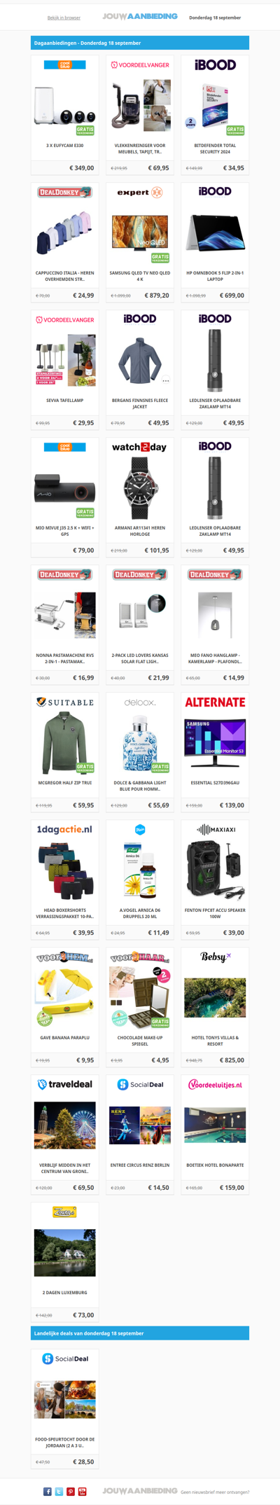 Alle dagaanbiedingen van donderdag 18 september