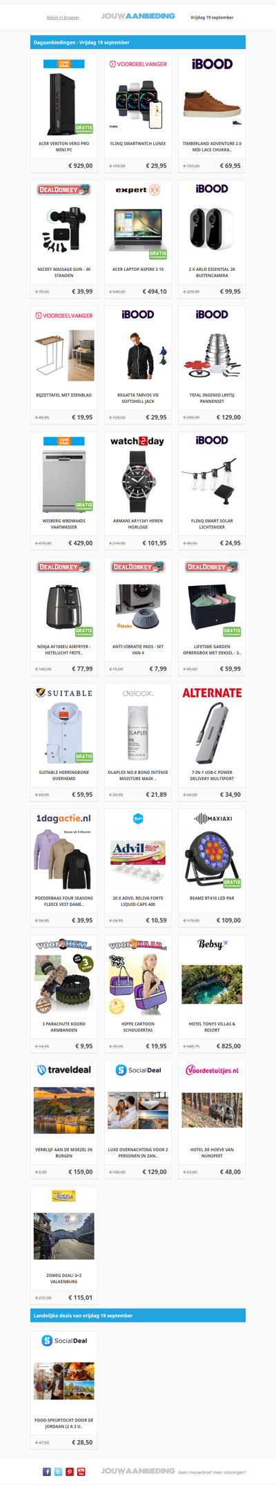 Alle dagaanbiedingen van vrijdag 19 september