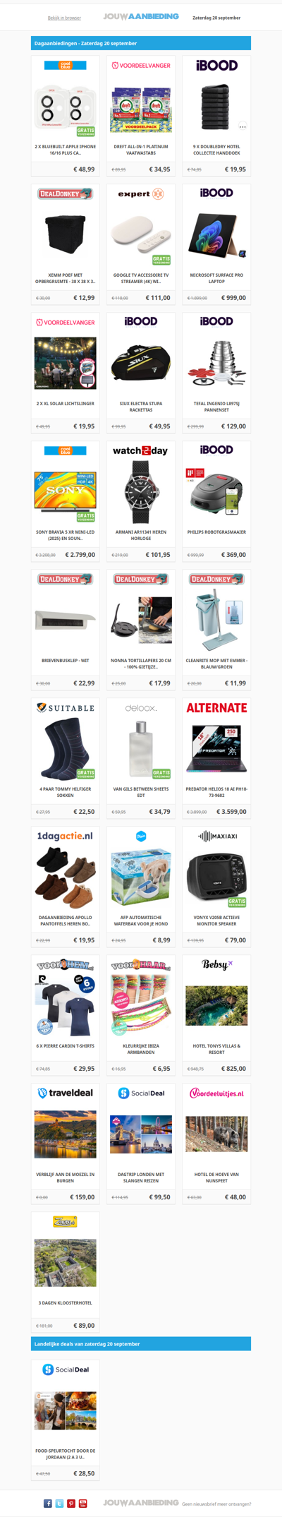 Alle dagaanbiedingen van zaterdag 20 september