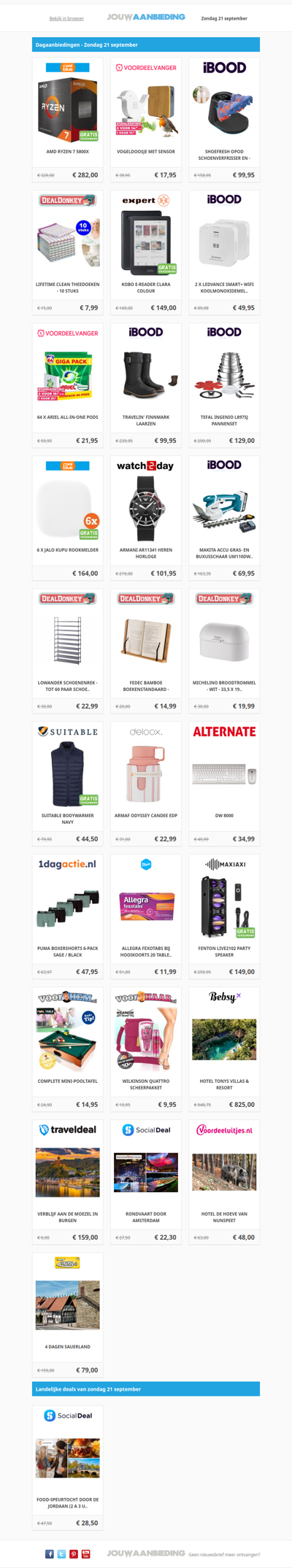 Alle dagaanbiedingen van zondag 21 september