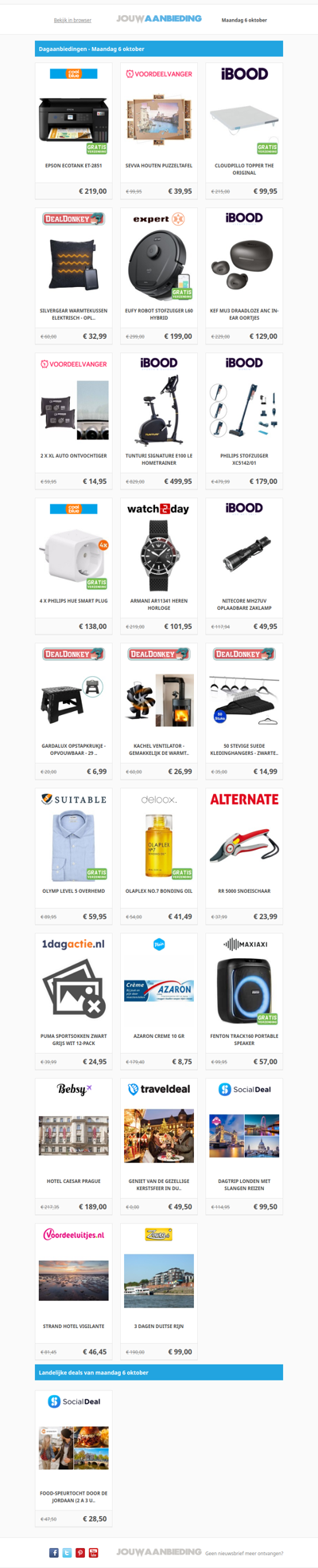 Alle dagaanbiedingen van maandag 6 oktober