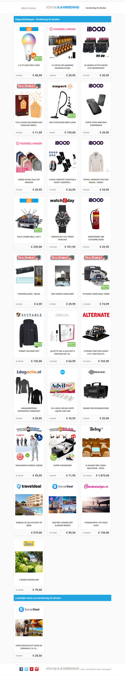 Alle dagaanbiedingen van donderdag 30 oktober