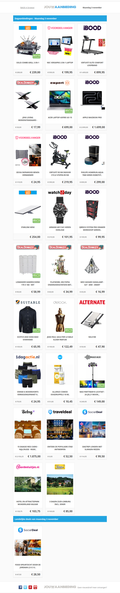 Alle dagaanbiedingen van maandag 3 november