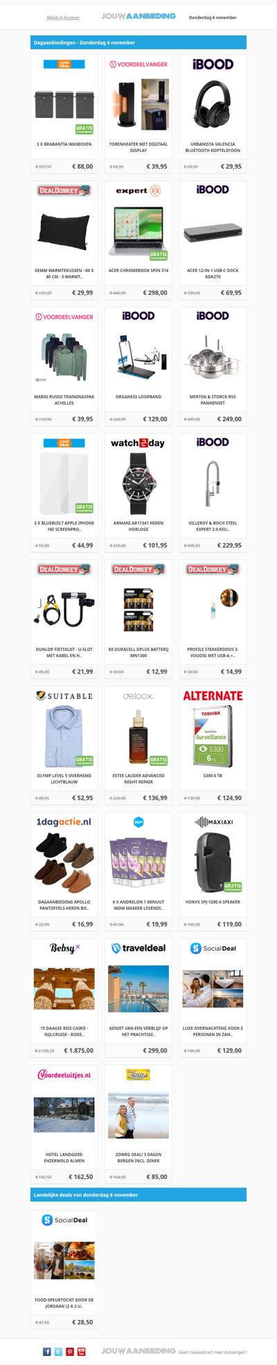 Alle dagaanbiedingen van donderdag 6 november