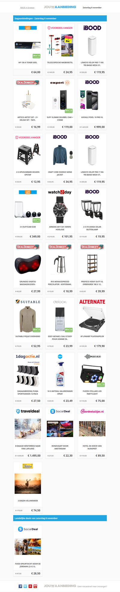 Alle dagaanbiedingen van zaterdag 8 november