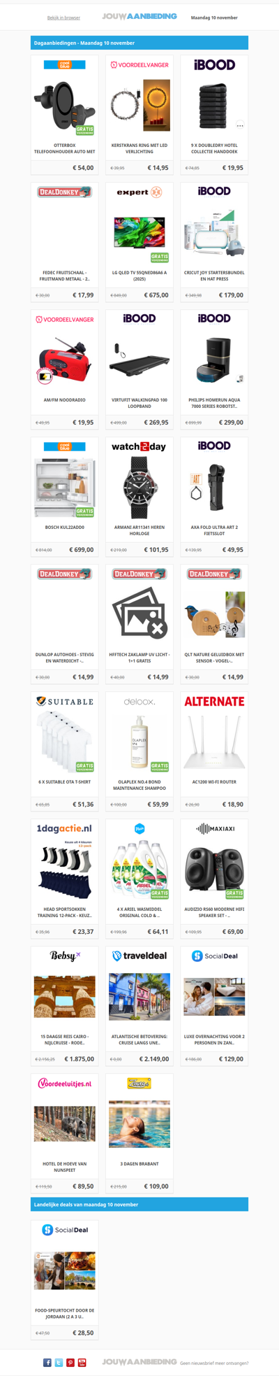 Alle dagaanbiedingen van maandag 10 november