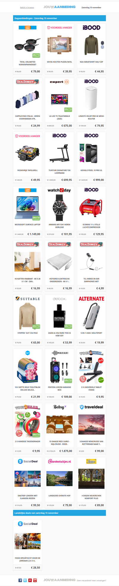 Alle dagaanbiedingen van zaterdag 15 november