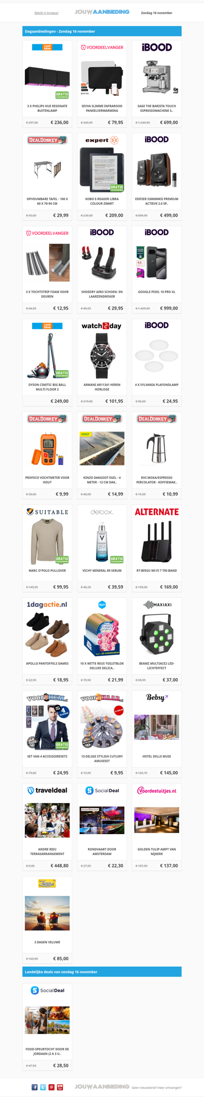 Alle dagaanbiedingen van zondag 16 november