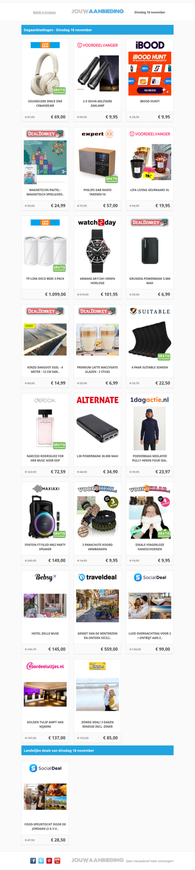 Alle dagaanbiedingen van dinsdag 18 november