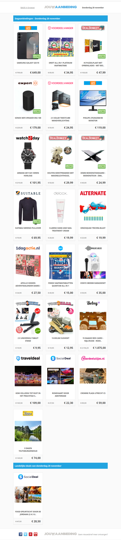 Alle dagaanbiedingen van donderdag 20 november