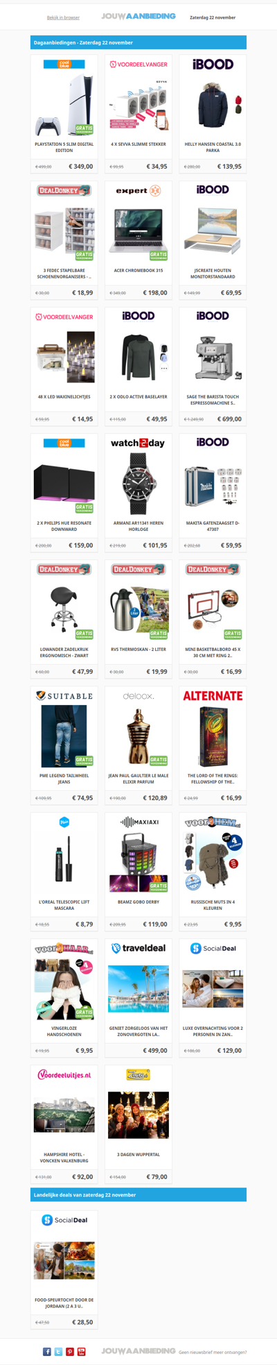 Alle dagaanbiedingen van zaterdag 22 november