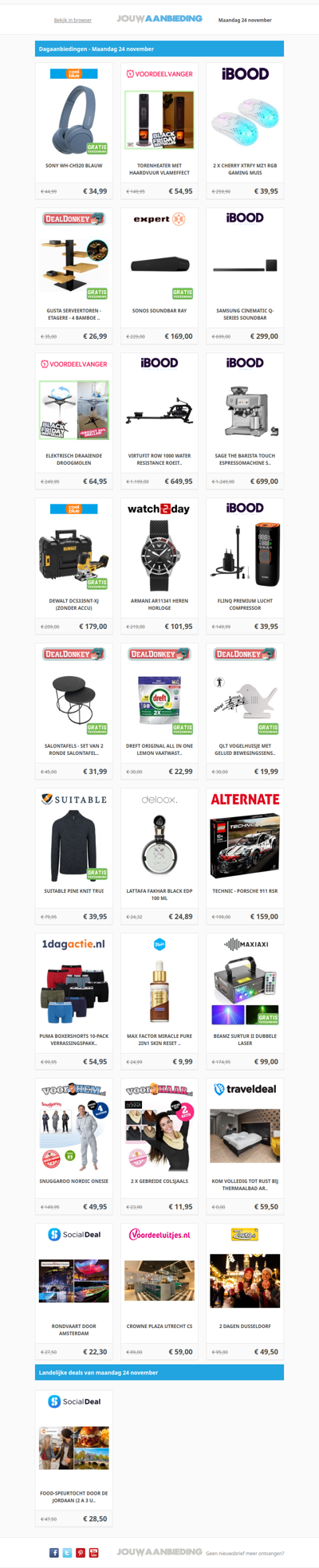 Alle dagaanbiedingen van maandag 24 november