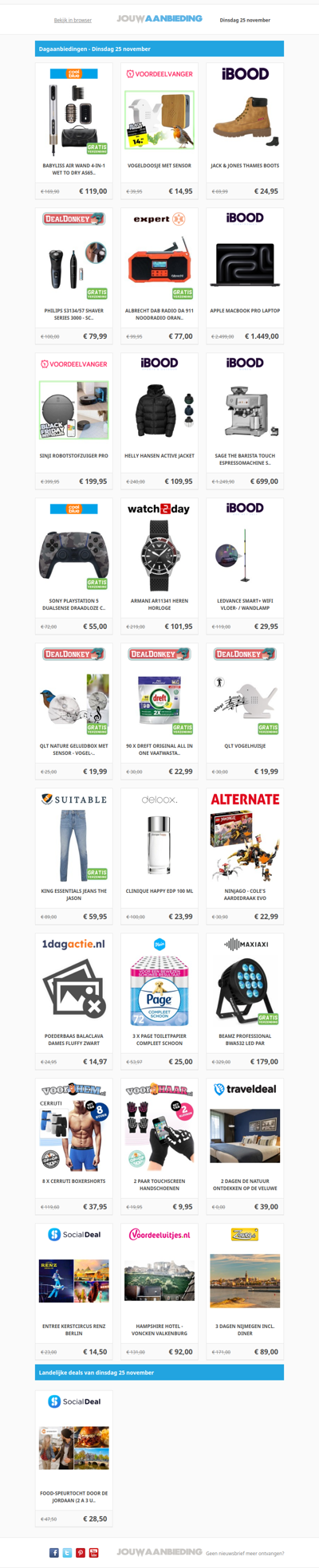 Alle dagaanbiedingen van dinsdag 25 november