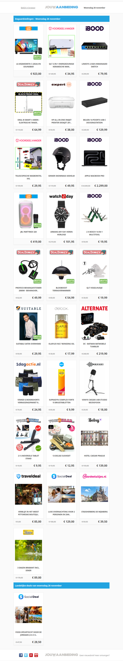 Alle dagaanbiedingen van woensdag 26 november