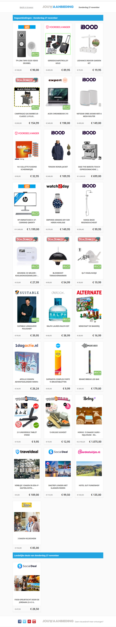 Alle dagaanbiedingen van donderdag 27 november