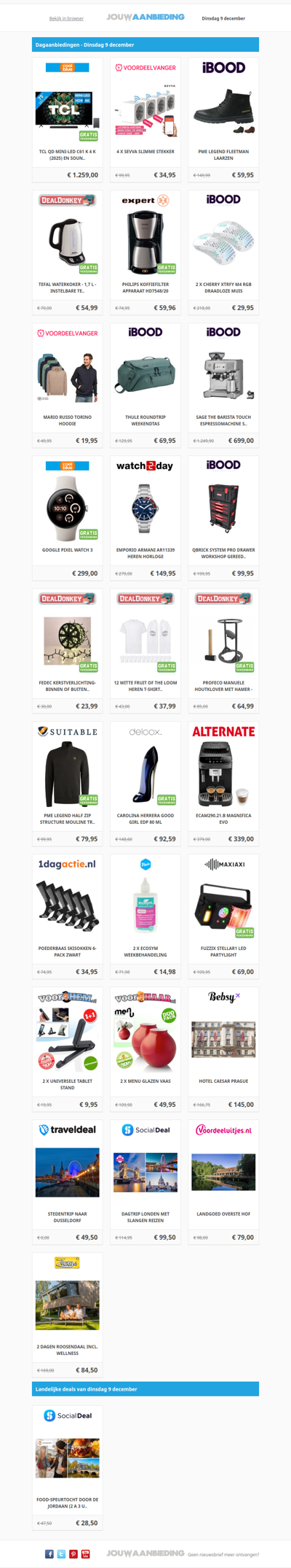 Alle dagaanbiedingen van dinsdag 9 december
