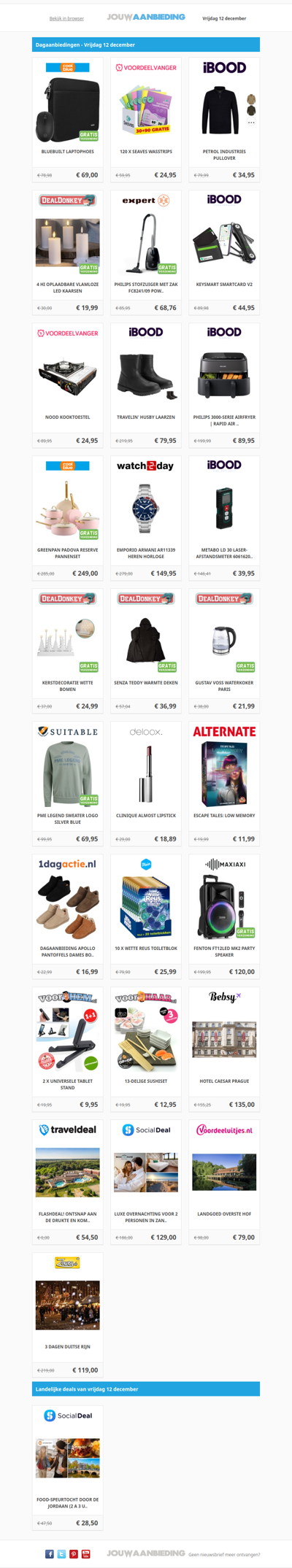 Alle dagaanbiedingen van vrijdag 12 december