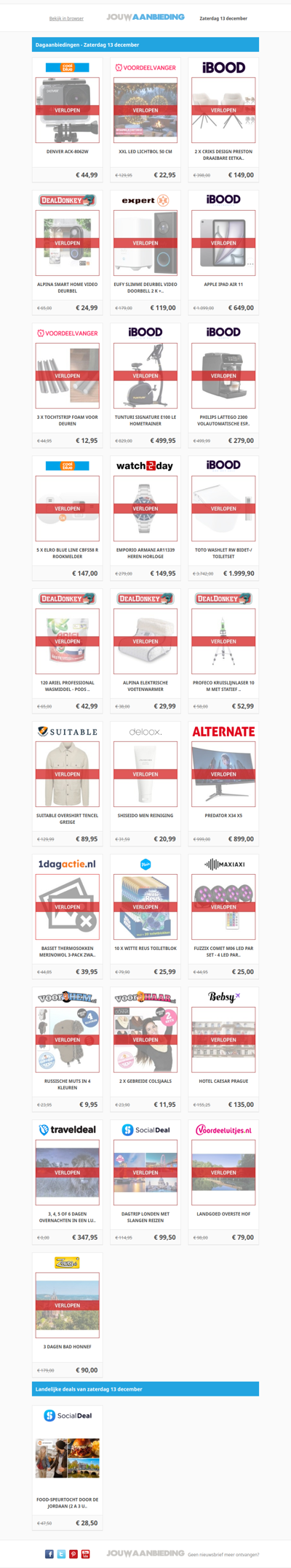 Alle dagaanbiedingen van zaterdag 13 december