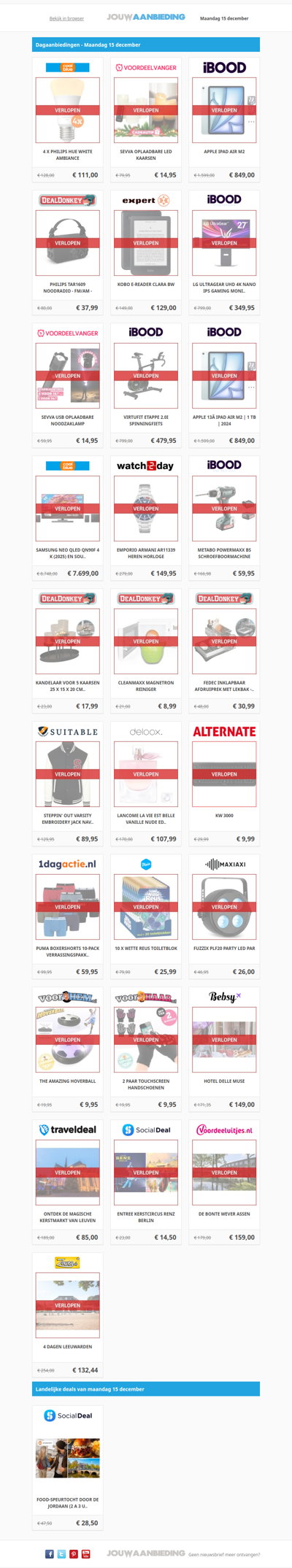Alle dagaanbiedingen van maandag 15 december