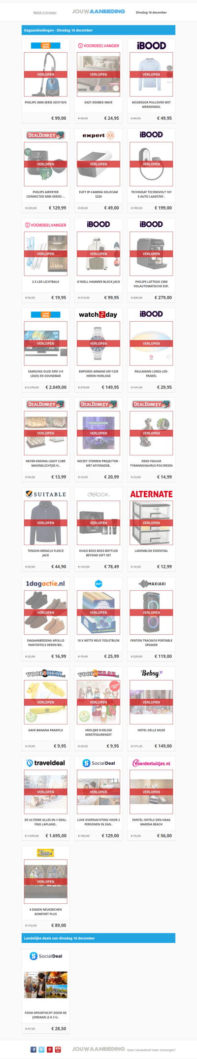 Alle dagaanbiedingen van dinsdag 16 december