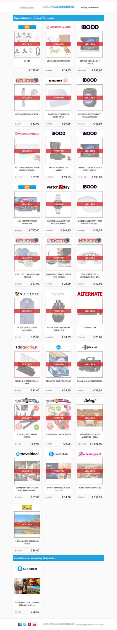 Alle dagaanbiedingen van vrijdag 19 december