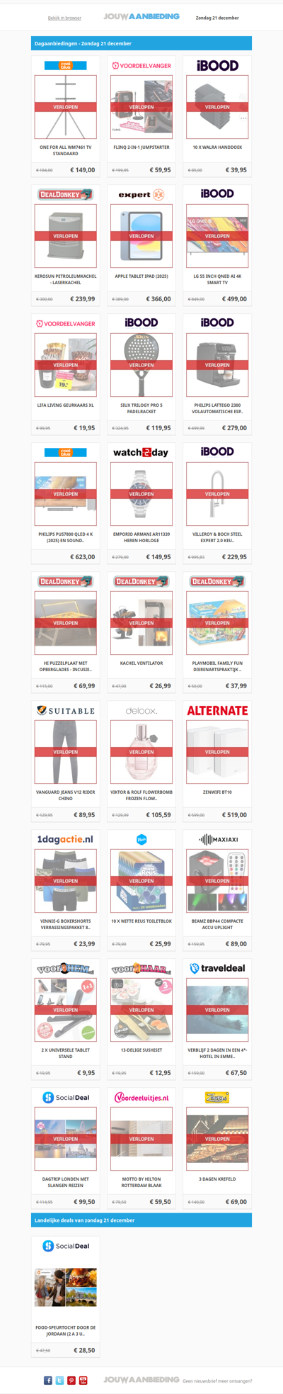 Alle dagaanbiedingen van zondag 21 december