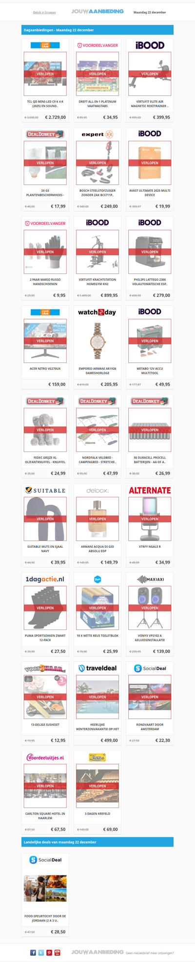 Alle dagaanbiedingen van maandag 22 december