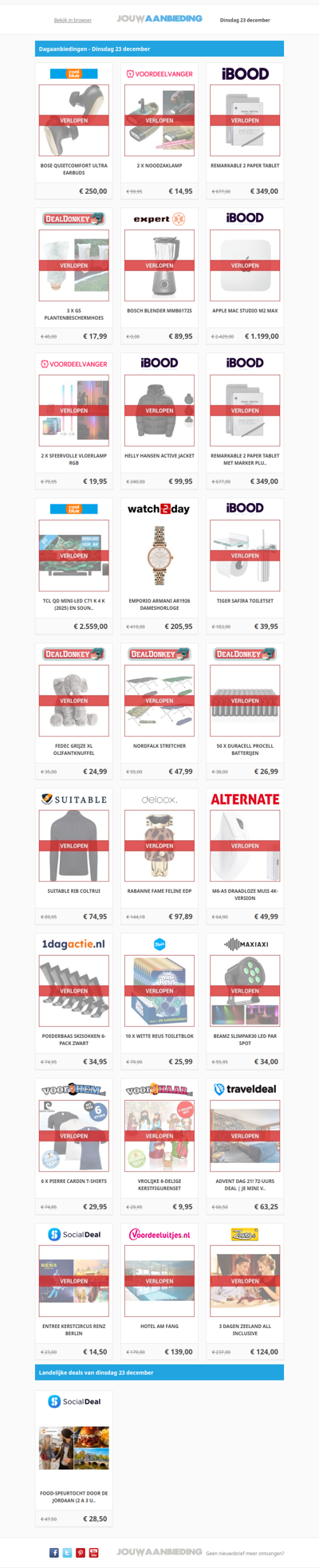 Alle dagaanbiedingen van dinsdag 23 december